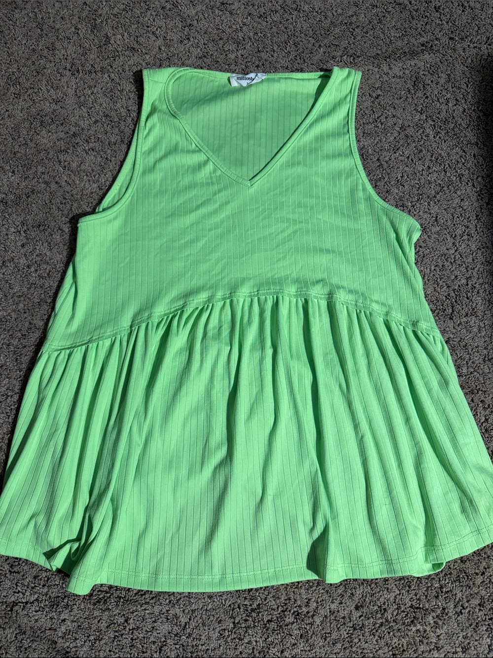 mittoshop Bright Green V-Neck Peplum Tank Top